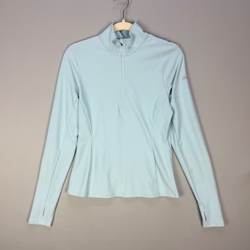 Alo Yoga Alosoft 1/4 Zip Rapid Pullover Celestial Blue Activewear Fitted Small